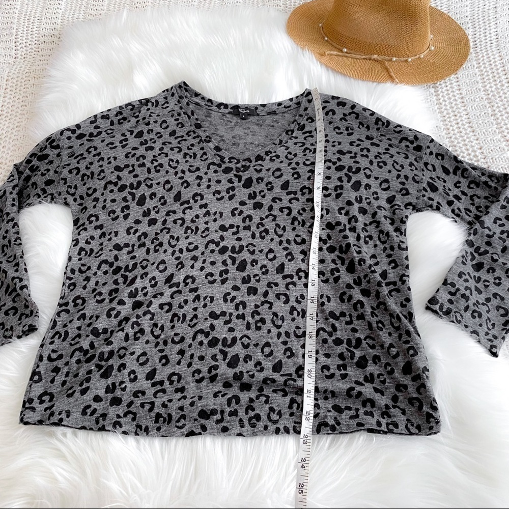 Rails Linen Long Sleeve Top Shirt Gray Sami Charcoal Leopard V-neck Sweater - Picture 10 of 12